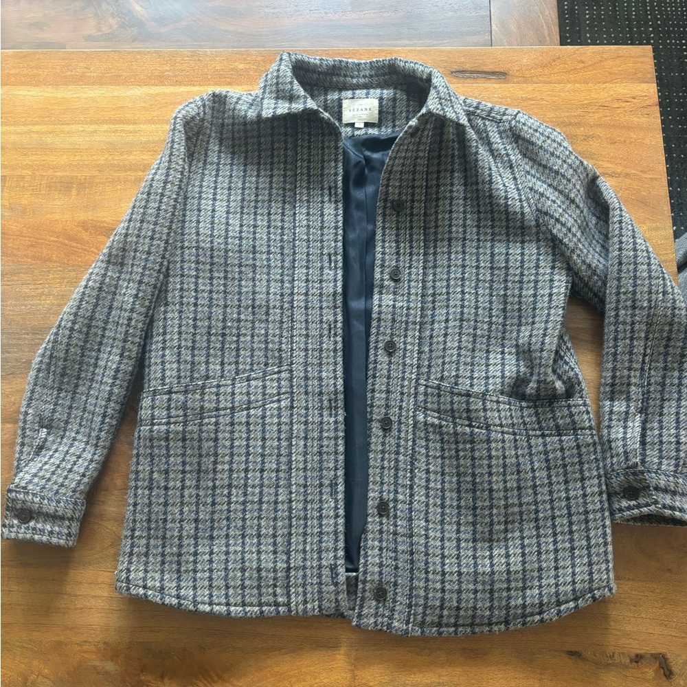 Sézane Will Jacket - Gray/Blue Plaid